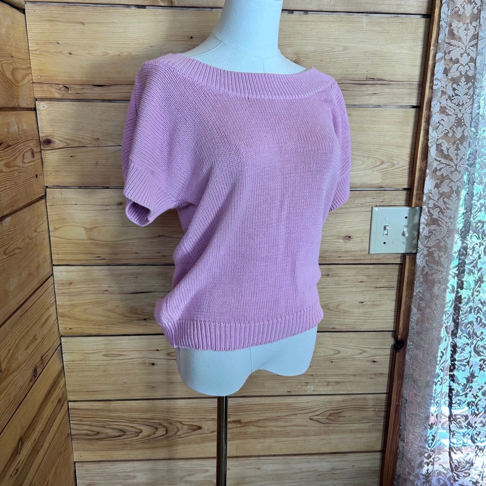 Vintage Pink Cotton Knit Boat Neck Sweater Womens Medium Large Giorgio Fellini